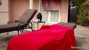 Sara jay masturbates by the pool