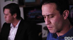 hot sweetheart henessy double penetrated balls deep on pool table