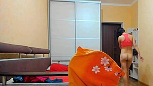 Detailed Oiled Booty and Pussy Masturbation with Slow Clothes On and Off Teasing.