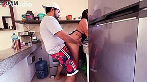 Sexy Mexicana cooks in thong, gets ass sucked and fucked nicely 😍