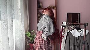 in the quiet library, a bookish college girl studies late, surrounded by stacks of books and soft lighting.