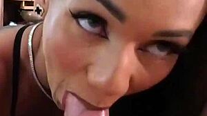 Wow, This Teen Brunette Latina Loves Rimjob! POV Shows Natural Tits Bouncing in Sloppy Blowjob and Cum in Mouth