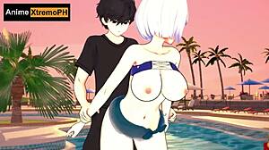 cat girl gets fucked very rich on the beach