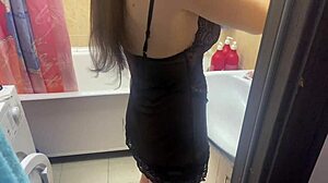 Spying on stepsister with big tits in bathroom