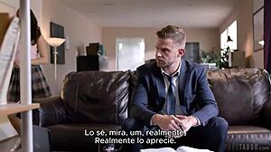 Obedient slut sucks boss's cock and gets fucked!