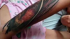 Hijastra seduces with pajamas, I grope her.