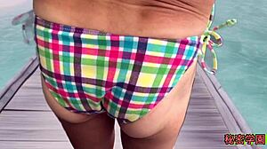 i masturbatd in sexy bikini, handjob ejaculaton