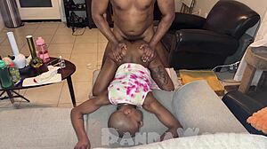 Ebony bald anal slut Cleo Panda gets her asshole stretched and pussy fucked