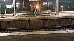 Stranger fucks her publicly at train station