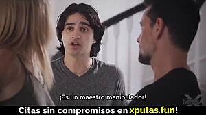 two guys fuck a hot blonde spanish sub, and she loves it