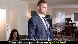 Obedient slut sucks boss's cock and gets fucked!