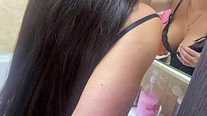 Spying on stepsister with big tits in bathroom