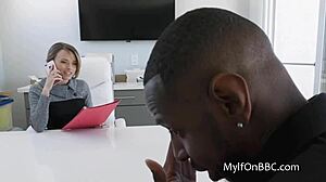 Intense fucking of big tit future boss with massive black cock
