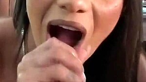 Wow, This Teen Brunette Latina Loves Rimjob! POV Shows Natural Tits Bouncing in Sloppy Blowjob and Cum in Mouth