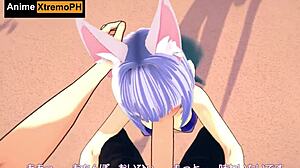 cat girl gets fucked very rich on the beach