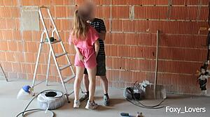 I almost got caught cheating with my coworker on a construction site with rough doggystyle fucking.