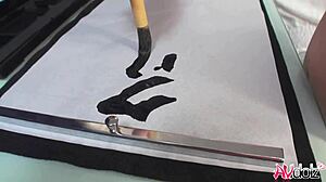 Japanese Renka Shimizu Masturbates with a Sex Toy with Her Legs Spread Uncensored