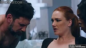 Guy finds submissive wife and her ebony bff in fetish gear 😈