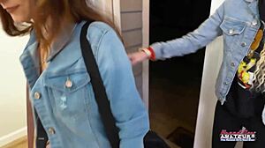 Skinny blonde and cute brunette Lola suck tits and twats