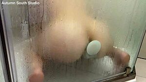 Autumn south solo shower dildo play