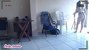 this brazilian prostitute waitress has a big ass working in the bar