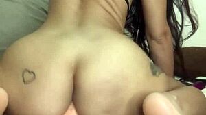 Shaving pussy and masturbating asshole