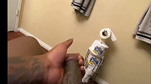 stroking my big black cock til i pre cum