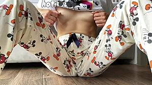 Skinny Teen 18+ in Pajama Small 18+ Tits Masturbating and Squirting Orgasm