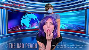 This hot presenter tests the Bad Peach toy live on infomercial, so naughty! 😈