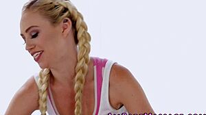 The Plump Blonde Masseuse LICKS and FINGERS Her Client's Pussy