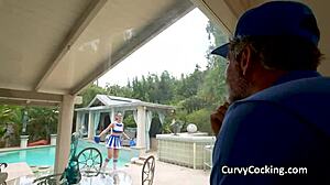 busty cheerleader wants dick between her boobies