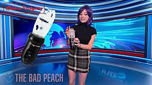 This hot presenter tests the Bad Peach toy live on infomercial, so naughty! 😈