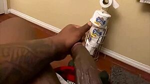 stroking my big black cock til i pre cum