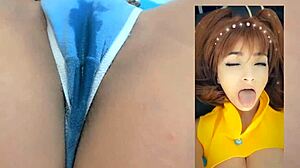 Ahegao Orgasm - Cosplay Girl Diane From Seven Deadly Sins Masturbates To Wet Panties Climax