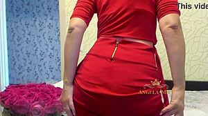 Horny Milf Angela Strips And Opens Hairy Cunt For Fans On Couch