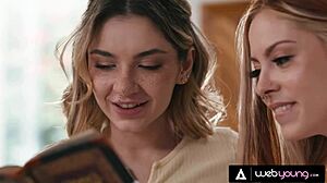 Petite Blonde Demi Hawks & Redhead Bestie Explicit Kait Try Lesbian Sex During Study Session
