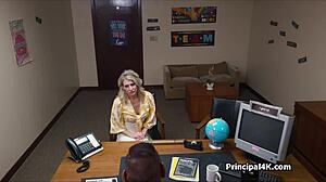 can you believe this blonde mature getting hammered by head teacher's fat dick in the office?