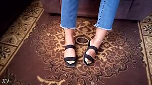 erotic barefoot play by milf for you, spreading toes and licking feet