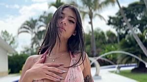 Bold Public Pool Sex Ends with Creampie