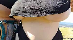 do you want to see mother-in-law and stepdaughter flashing in the public garden while sunbathing