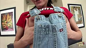 Brunette babe passionately gives blowjobs and enjoys cocks penetrating her tiny body