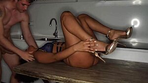 brunette selva wanted breakfast but got hardcore kitchen sex instead! 😏