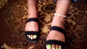 erotic barefoot play by milf for you, spreading toes and licking feet