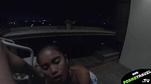 She Sucks My Dick On The Balcony With Friends Watching.