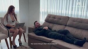 Big-ass psychologist treats a patient suffering from cuckold syndrome in this roleplay