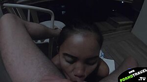 She Sucks My Dick On The Balcony With Friends Watching.