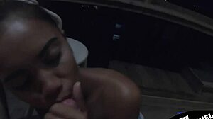 She Sucks My Dick On The Balcony With Friends Watching.