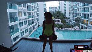 Asian Amateur Teen 18+ Girlfriend Gym Workout And Horny Sex After