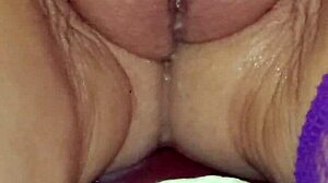 Whore wife intensely creampies her dripping pussy with a thick dildo.
