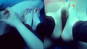 Barefoot goddess - step mother strokes with her soft hands and tiny 18+ feet - multi screen